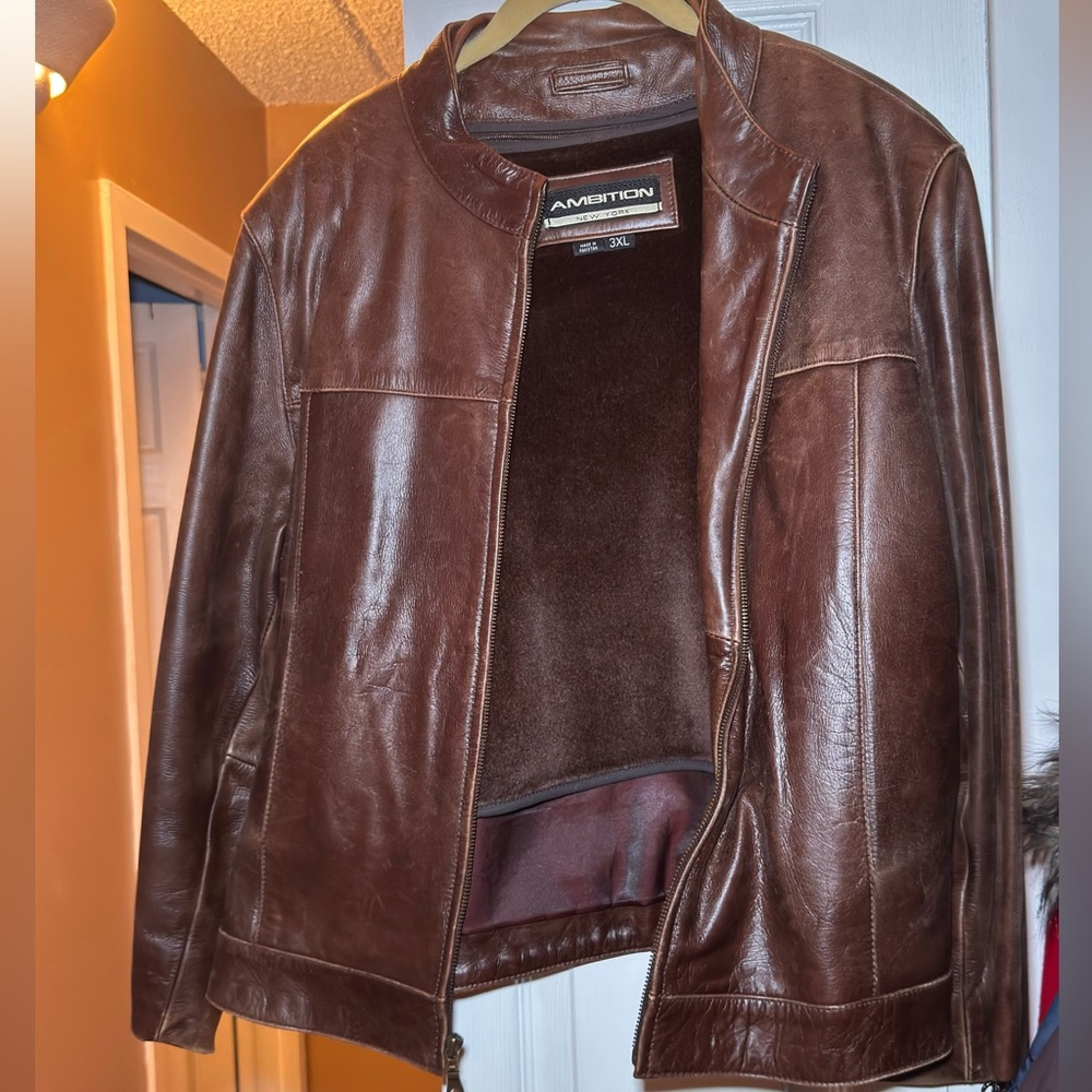 ambition Dark Brown Leather Bomber Jacket